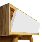 Badkamerkast op de vloer in teruggewonnen teak en wit steunblad - Gatien Viadurini