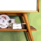 Badkamerkast op de vloer in teruggewonnen teak en wit steunblad - Gatien Viadurini