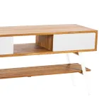 Modern design wit badkamermeubel in natuurlijk teak met witte lades - Hamadou Viadurini