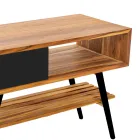 Moderne zwarte badkamerkast in natuurlijk teak met lades - Benoit Viadurini