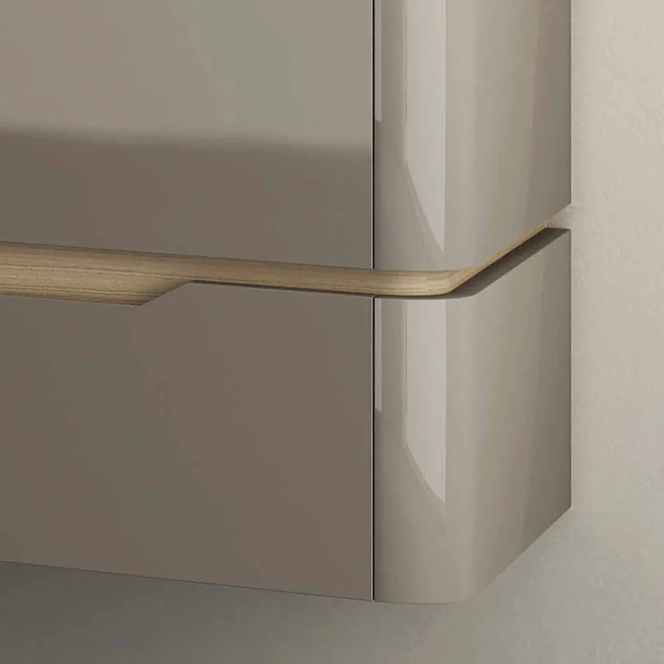 Badkamermeubel met geïntegreerde design houten spoelbak Arya, gemaakt in Italië Viadurini