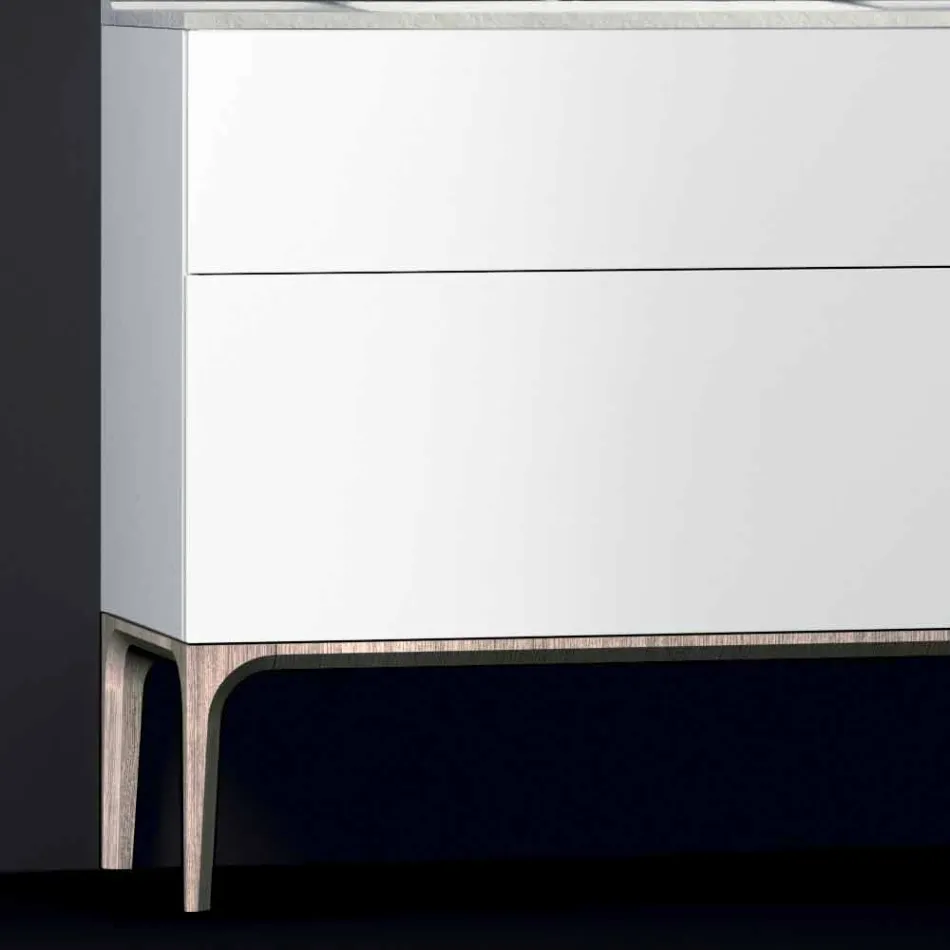 Badkamermeubel met geïntegreerde moderne wastafel Amber, hars en gelakt hout Viadurini