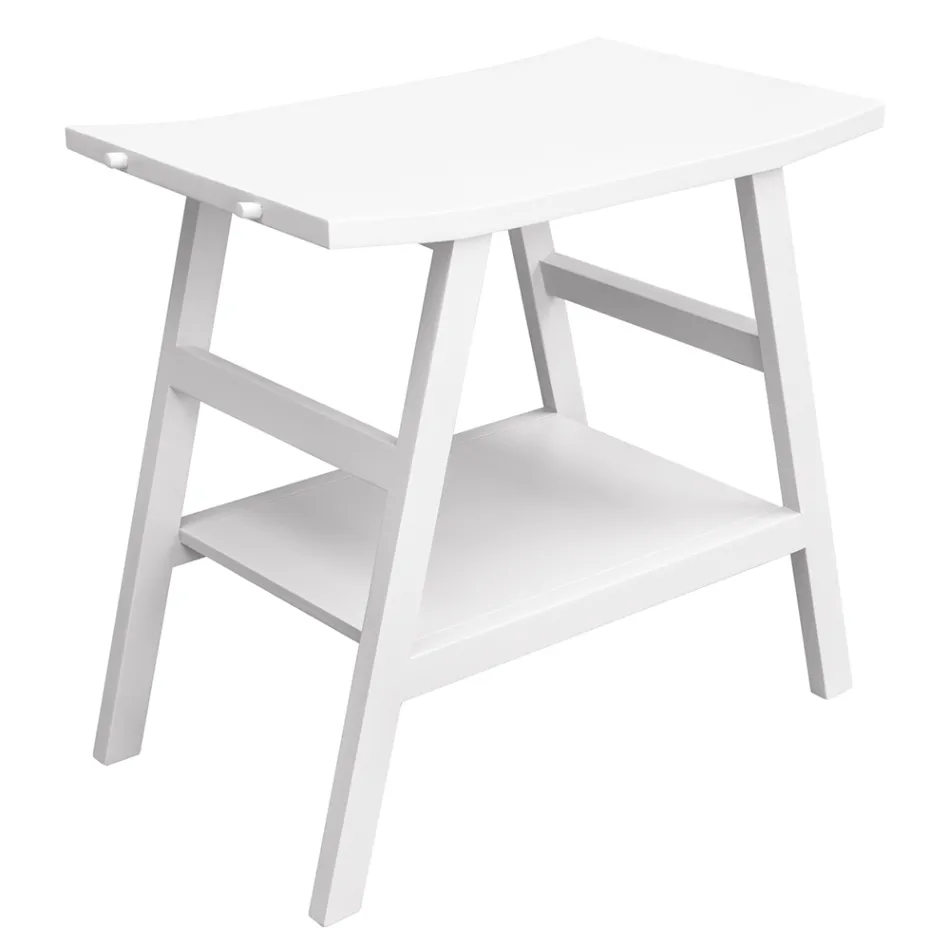 Badkamermeubel van teruggewonnen teakhout met wit blad en steun - Crina Viadurini