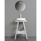 Design badkamermeubel in naturel teak met mat wit blad en steun - Raomi Viadurini