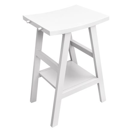 Design badkamermeubel in naturel teak met mat wit blad en steun - Raomi Viadurini