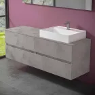 Modern design badkamermeubel met wastafel rechts of links in 4 afwerkingen - Alchimeo Viadurini