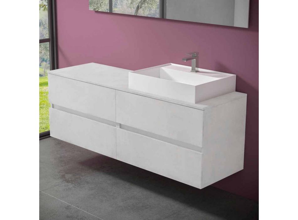 Modern design badkamermeubel met wastafel rechts of links in 4 afwerkingen - Alchimeo Viadurini