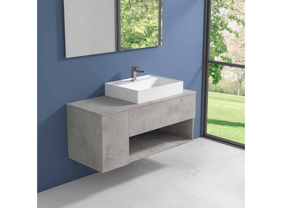 Hangend design badkamermeubel met wastafel in moderne stijl - Pistillo Viadurini