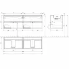 Badkamermeubel met dubbele wastafel, modern design opgehangen in 4 afwerkingen - Doublet Viadurini