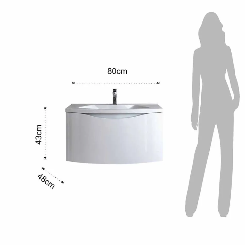 Modern hangend badkamermeubel met gootsteenplank en designspiegel - Michele Viadurini