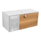 100 cm wandcloset voor de badkamer in 8 mm gehard glas en Europees eikenhout - Excelsior Viadurini