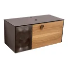 100 cm wandcloset voor de badkamer in 8 mm gehard glas en Europees eikenhout - Excelsior Viadurini