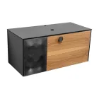 100 cm wandcloset voor de badkamer in 8 mm gehard glas en Europees eikenhout - Excelsior Viadurini