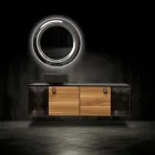 160 cm wandcloset in 8 mm gehard glas en Europees eikenhout - Excelsior Viadurini