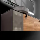 160 cm wandcloset in 8 mm gehard glas en Europees eikenhout - Excelsior Viadurini