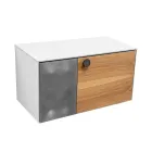 80 cm wandcloset in 8 mm gehard glas en Europees eikenhout - Excelsior Viadurini