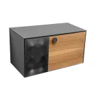 80 cm wandcloset in 8 mm gehard glas en Europees eikenhout - Excelsior Viadurini