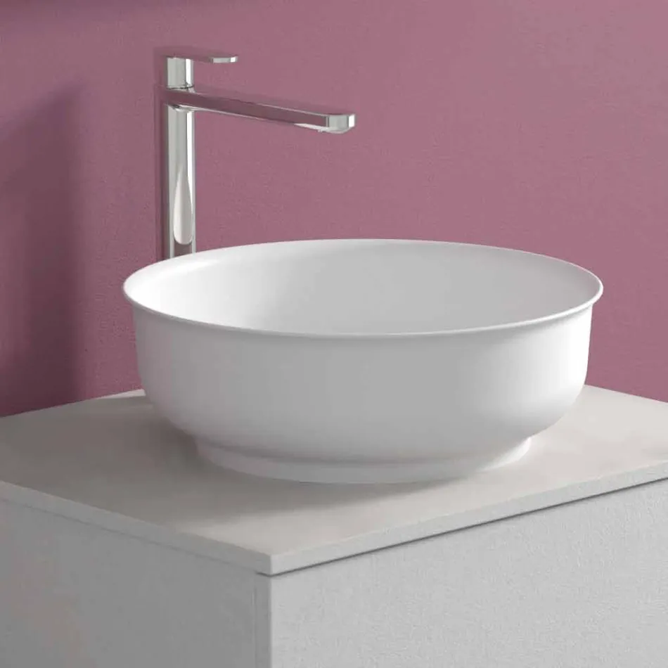 Hangend badkamermeubel met ronde wastafel, modern design - Dumbo Viadurini