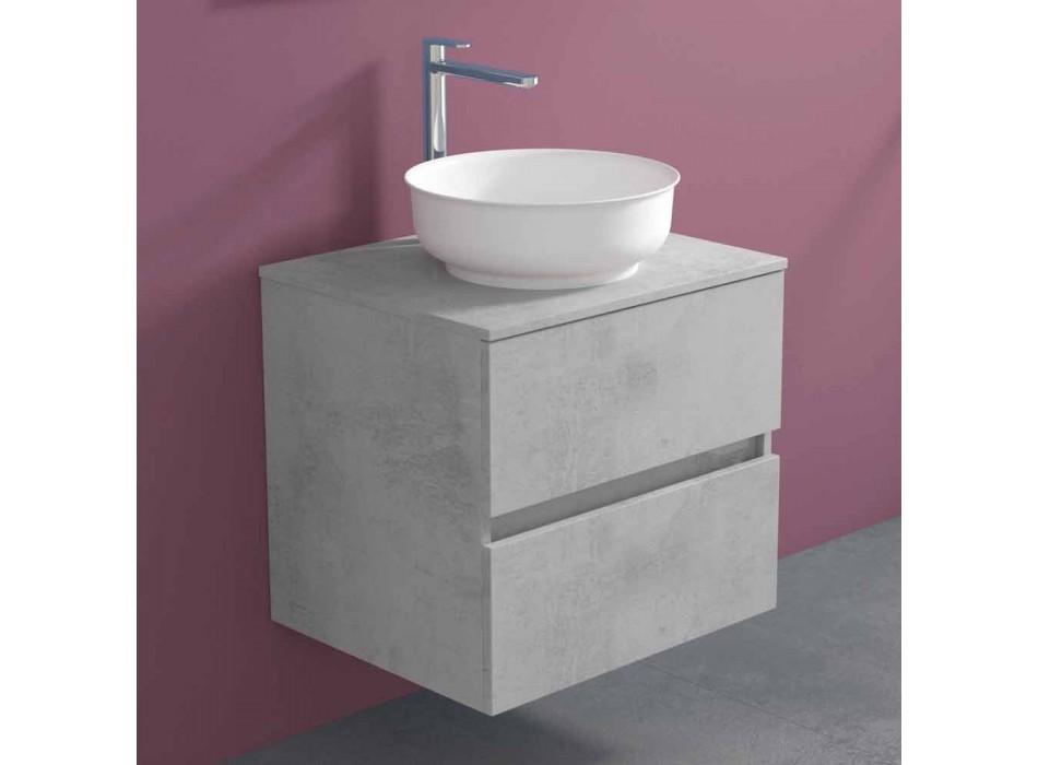 Hangend badkamermeubel met ronde wastafel, modern design - Dumbo Viadurini