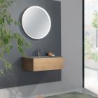 Hangende badkamerkast met spiegel in metaal, hout en luxe kristal - Renga Viadurini