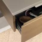 Hangende badkamerkast met spiegel in metaal, hout en luxe kristal - Renga Viadurini