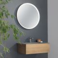 Hangende badkamerkast met spiegel in metaal, hout en luxe kristal - Renga