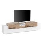 Lage houten tv-meubel woonkamer 4 deuren en open compartiment - Theresse Viadurini