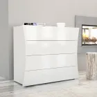 Verrijdbare witte lade 4 laden Design in duurzaam hout - Sabine Viadurini