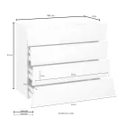 Verrijdbare witte lade 4 laden Design in duurzaam hout - Sabine Viadurini