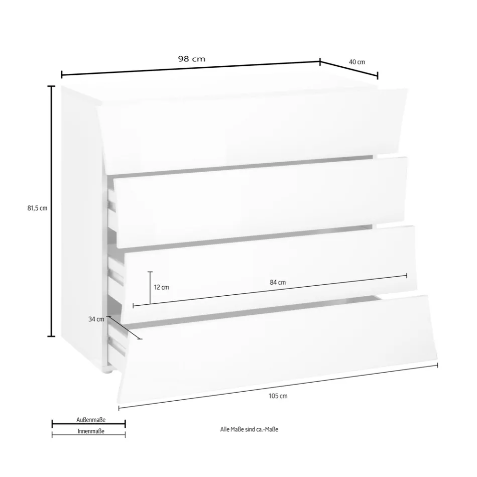 Verrijdbare witte lade 4 laden Design in duurzaam hout - Sabine Viadurini