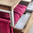 Hangende badkamerconsole met structuur in natuurlijk teak - Rodolfo Viadurini