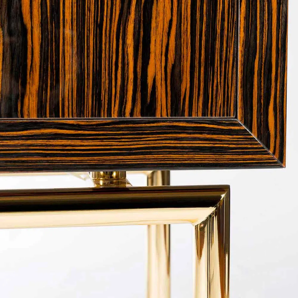 Moderne Mobiele container met 4 deuren in hout gepolijst ebbenhout Ada Viadurini