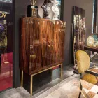 Moderne Mobiele container met 4 deuren in hout gepolijst ebbenhout Ada Viadurini