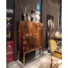 Moderne Mobiele container met 4 deuren in hout gepolijst ebbenhout Ada Viadurini