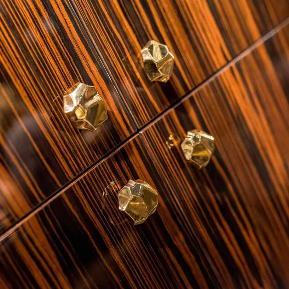 Moderne Mobiele container met 4 deuren in hout gepolijst ebbenhout Ada Viadurini