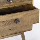 Verrijdbaar dressoir 2 deuren 3 laden in vintage mangohout - Desiderio Viadurini