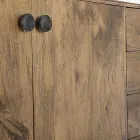 Verrijdbaar dressoir 2 deuren 3 laden in vintage mangohout - Desiderio Viadurini