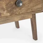 Verrijdbaar dressoir 2 deuren 3 laden in vintage mangohout - Desiderio Viadurini