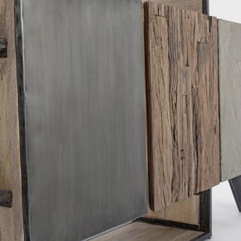 Verrijdbaar dressoir 3 deuren in mangohout en staal Homemotion - Signorino