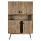 Mobiel dressoir met 4 deuren en plank in vintage mangohout - Desiderio Viadurini