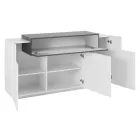 Verrijdbaar dressoir 4 deuren wit en antraciet hout, cement of esdoorn - Therese Viadurini