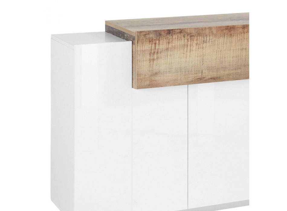 Verrijdbaar dressoir 4 deuren wit en antraciet hout, cement of esdoorn - Therese Viadurini