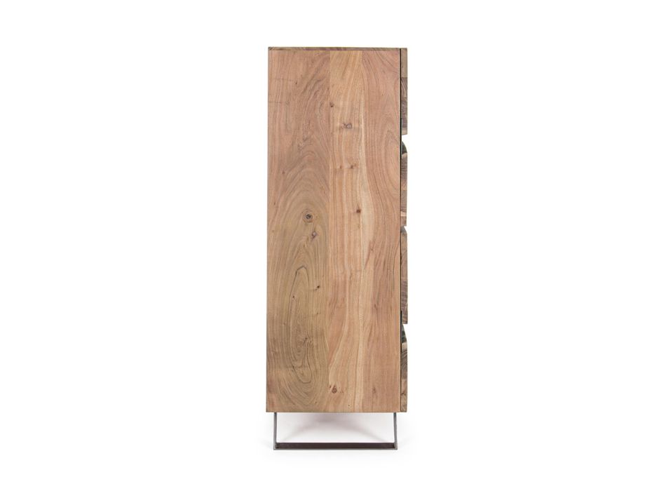 Verrijdbaar dressoir 4 deuren Acaciahout Naturalistic Homemotion - Maramero Viadurini