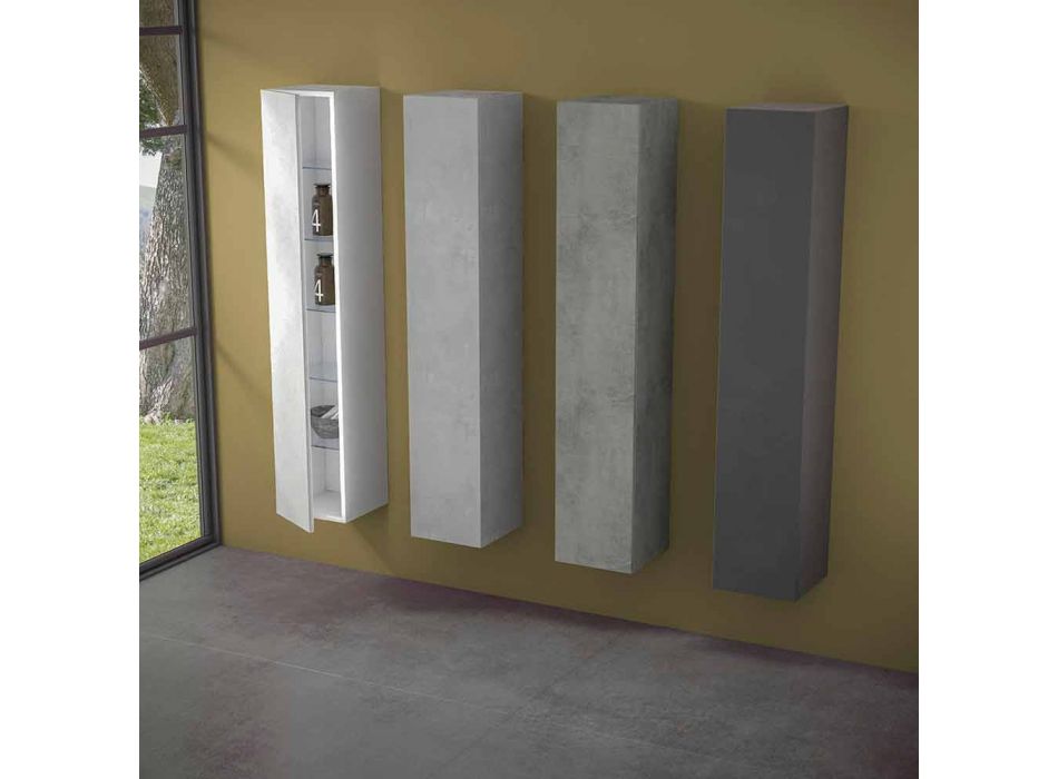 Kolom badkamermeubel 6 planken met deur in 4 afwerkingen - Antanta Viadurini
