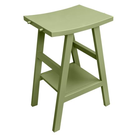 Vrijstaande badkamerkast met teakhouten afwerking en grote groene plank - Raomi Viadurini