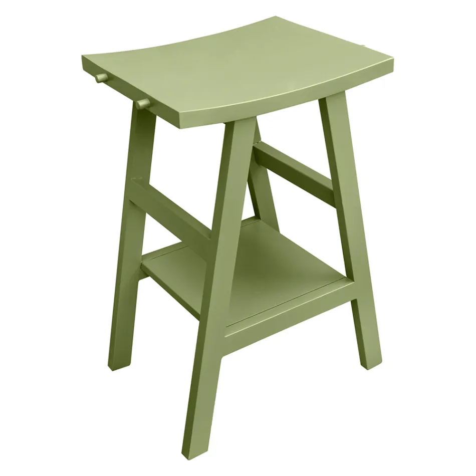 Vrijstaande badkamerkast met teakhouten afwerking en grote groene plank - Raomi Viadurini