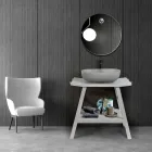 Vrijstaand badkamermeubel met natuurlijke grijze teakafwerking - paardenhaar Viadurini