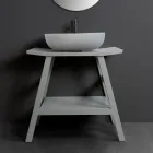 Vrijstaand badkamermeubel met natuurlijke grijze teakafwerking - paardenhaar Viadurini