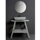 Vrijstaand badkamermeubel met natuurlijke grijze teakafwerking - paardenhaar Viadurini