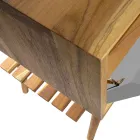 Vrijstaande badkamerkast in natuurlijk teakhout met grijze kleurondersteuning - Gatien Viadurini